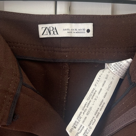 ZARA Chocolate Brown Work Pants - Picture 2 of 6